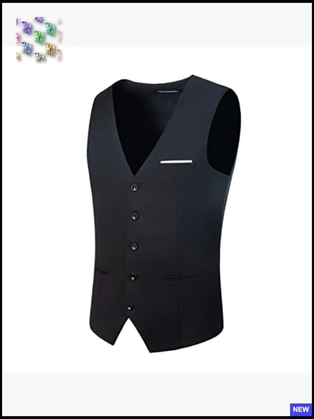 Slim Fit V-Neck Vest Formal Wedding Party Tuxedo Jacket Groom Elegant